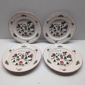 Set of 4 The Joy of Christmas Jamestown China 7.5" Salad‎ Plates Vintage